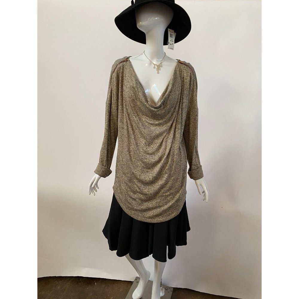 Bar III Beige Heather Zip Tunic Top Sz XXL